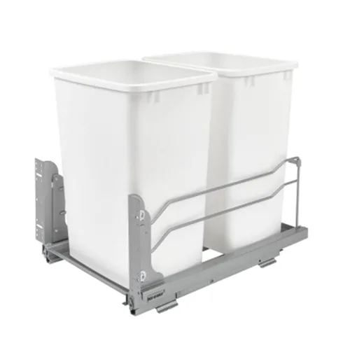 Miniatura 12 de Rev-A-Shelf Bote de basura doble extraíble para debajo de gabinetes de cocina, 35 cuartos, 8.75 galones con rieles de cierre suave para gabinetes