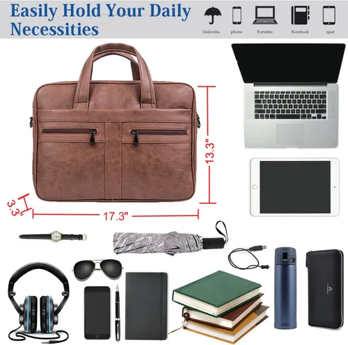 Miniatura 9 de seyfocnia Men's Leather Messenger Bag, Laptop Briefcase Business Satchel Computer