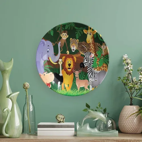 Miniatura 5 de Plato decorativo de 6 pulgadas, manualidades de cerámica del zoológico, animales en la selva, placa de exhibición divertida para cenas, eventos