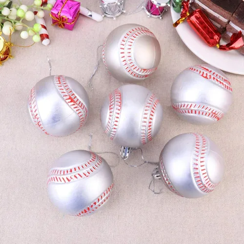 Miniatura 4 de Ochine 6 bolas de Navidad de fútbol de Navidad, temática de pelota de Navidad, fútbol de Navidad, esferas decorativas para colgar en el árbol