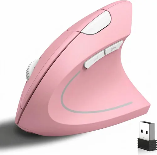 Miniatura 11 de Ratón inalámbrico vertical ergonómico, elegante, recargable, 2.4G, ratón óptico inalámbrico con receptor USB, 800/1200/1600 DPI, 5 botones para Negro