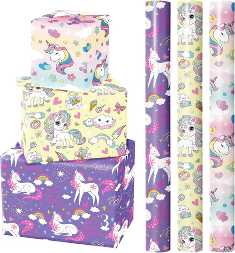 Miniatura 13 de WRAPAHOLIC - Papel de regalo para baby shower con diseño de oso - Rollo mini - 3 rollos - 17 pulgadas x 120 pulgadas - Papel de regalo con lazo