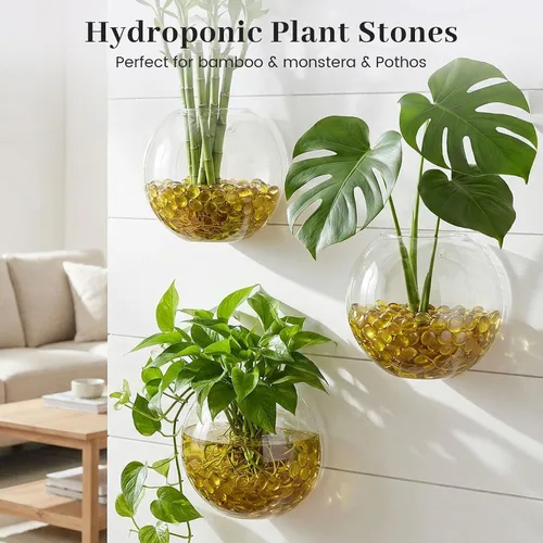 Miniatura 4 de FUTUREPLUSX Canicas de vidrio plano de 5 libras, cuentas de relleno de jarrón amarillo ámbar, gemas planas, piedras de vidrio decorativas