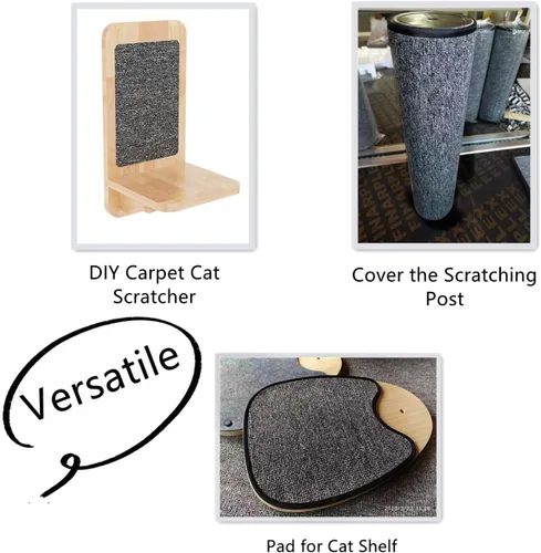Miniatura 3 de SHENGOCASE Alfombrilla autoadhesiva recortable de 78.7 x 15.8 pulgadas, repuesto para estantes de árbol de gato, escalones de muebles de pared