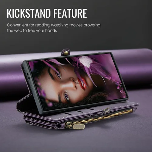 Miniatura 9 de Defencase Funda compatible con Galaxy A13 5G con tarjetero de bloqueo RFID para mujeres y hombres, correa magnética de piel sintética con cierre