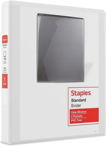Miniatura 9 de Staples Carpeta de 3 anillas, anillo en D de 1 pulgada, negro, organizador compacto para el hogar, la oficina y la escuela, con capacidad para hasta