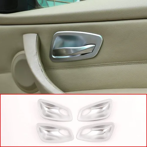 Miniatura 7 de Accesorios de coche ABS cromo interior puerta tazón cubierta Trim 4pcs para BMW E90 3 serie 2005-2012 (plata)