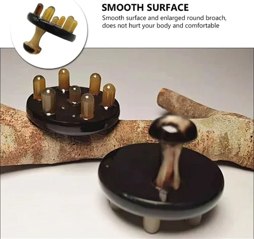 Miniatura 8 de EXCEART Peine de pelo natural de cuerno de buey Guasha raspado peine de masaje anti estático peine de dientes anchos para el cabello masajeador
