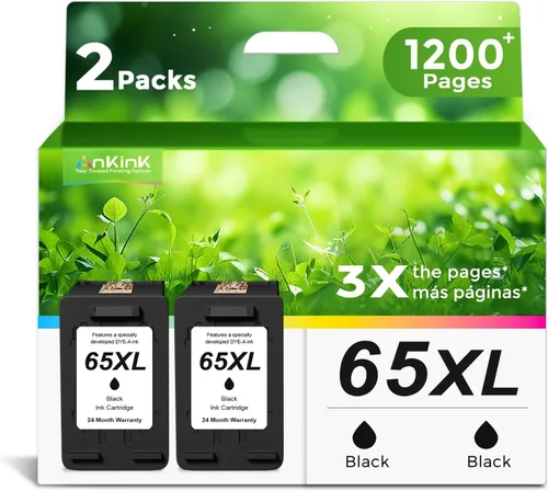 65XL Cartucho de tinta negro de repuesto para HP Ink 65 HP65 XL HP65XL para Envy 5055 5000 5052 5010 5070 5014, Deskjet 3755 3700 2600 3722 3772