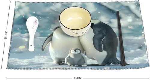 Miniatura 2 de Penguin Family Placemats Set of 6 Resistant Table Mats Washable Place Mats for Dinner Party Table Decoration
