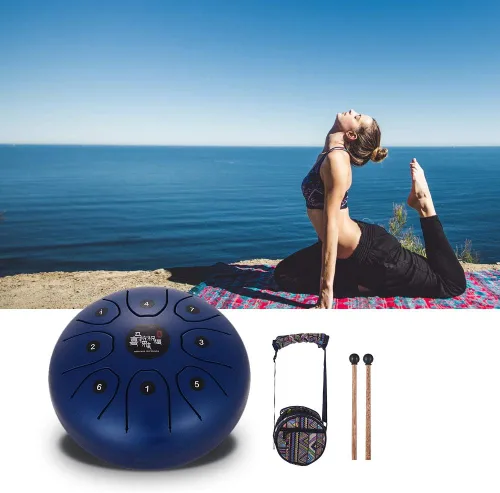 Miniatura 7 de Mini tambor de lengua de acero de 8 tonos 5.5 pulgadas C Key Percusión Instrumento Handpan Tambor con mazos de tambor Bolsa de transporte Azul