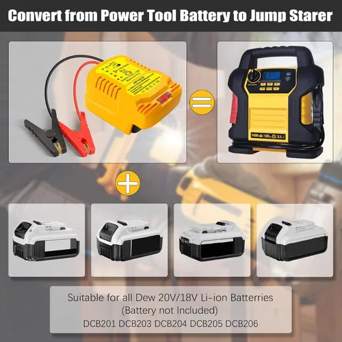 Miniatura 3 de Cables de puente con adaptador para batería DeWalt de 20 V, arrancador de coche portátil de 12 V, con kit de salto de 11 AWG para adaptador de cable