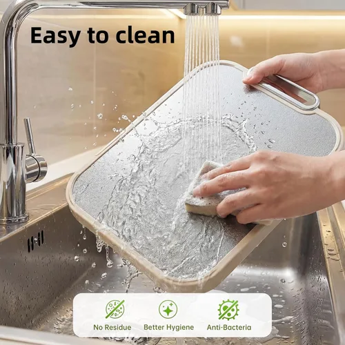 Miniatura 7 de Tabla de cortar de titanio para cocina, tabla de cortar 2 en 1 no tóxica de doble cara, titanio 100% puro de grado alimenticio y PP, ideal