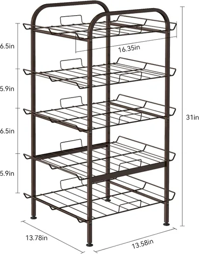 Miniatura 2 de smusei Organizador vertical para botellas de agua de 5 niveles, estante de almacenamiento de metal, dispensador de bebidas de gran capacidad