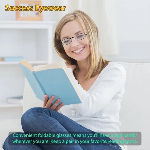 Miniatura 6 de Success Eyewear 2 pares de lentes de lectura negros y plomizo compactos para lectura plegables unisex con estuche incluido Paquete: Conjunto