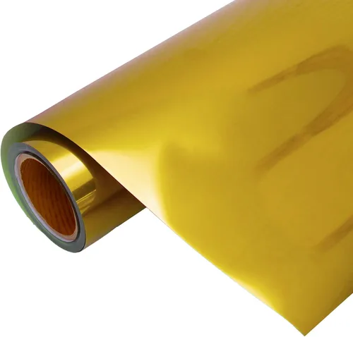 Threadart The Yard - Película de vinilo de transferencia de calor de color dorado metálico, rollo de corte personalizado de 20 pulgadas de ancho por