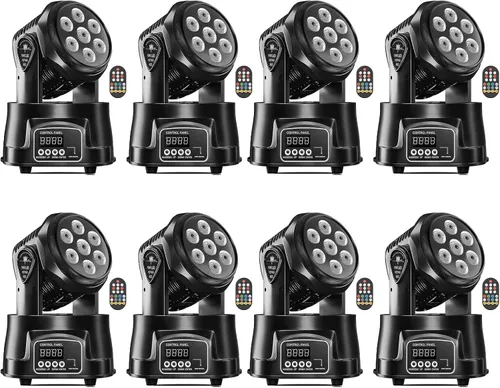 Miniatura 14 de U`King Luz de cabeza móvil RGBW LED Efecto de iluminación de escenario, 7 x 10 W, cabezales móviles, luces de lavado por DMX y control remoto