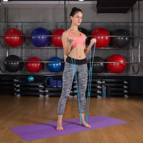 Miniatura 5 de Banda de ejercicio de resistencia elástica de 7 anillos, banda Miracle Miles, estiramiento de yoga, brazo, hombros, pies, piernas fitness, gimnasio