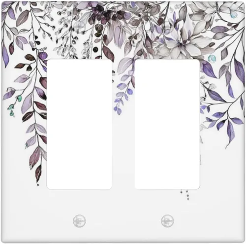 Miniatura 143 de Cubierta decorativa para interruptor de luz, diseño de pájaros y flores florales en blanco y negro, 2 bandas, cubierta decorativa para pared, placa