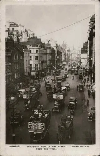 Birds-eye view of the strand from the Tivoli London, UK Original Antique Postcard