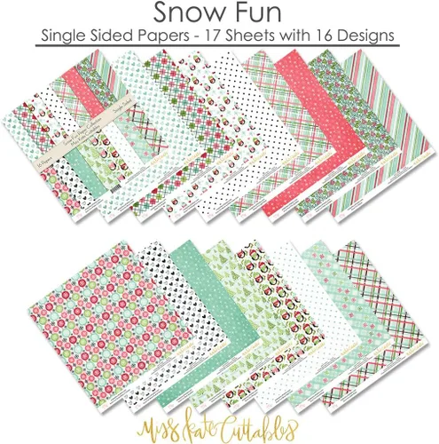 Miniatura 2 de Miss Kate Cuttables Paquete de papel de patrón – Snow Fun – Scrapbook Premium Specialty Paper de una cara de 12 x 12 pulgadas, colección incluye 16