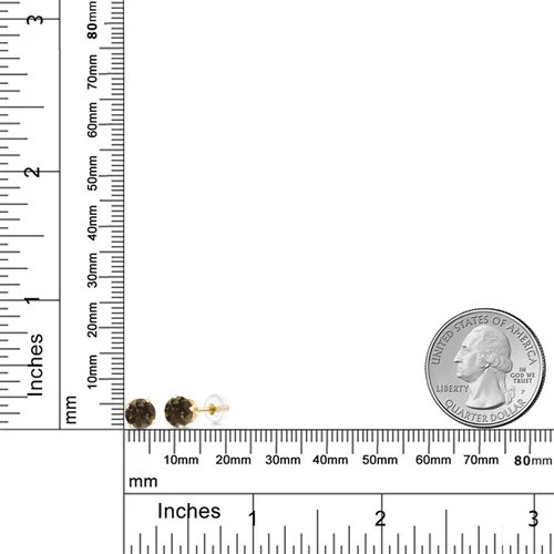 Miniatura 204 de Gem Stone King Aretes solitarios con piedra natal de oro de 14 quilates Redondos de 0.236 in Aretes de oro para mujeres y hombres