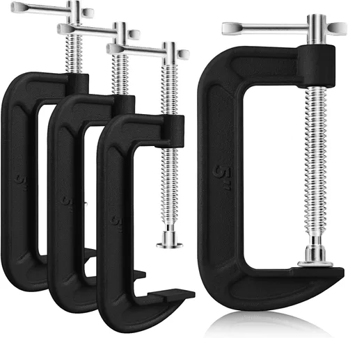 Miniatura 11 de Juego de 4 abrazaderas C de 3 pulgadas, abrazaderas en G resistentes para automóviles y madera con apertura de mandíbula deslizante para carpintería