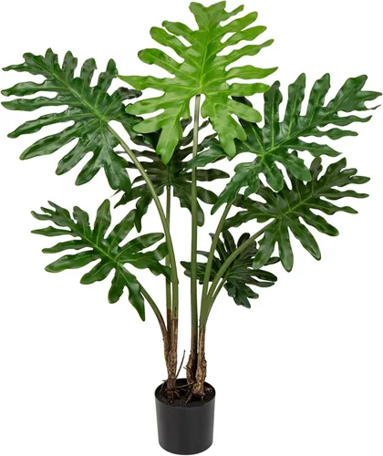 Miniatura 10 de Hollyone Planta artificial Monstera Deliciosa de 17 pulgadas en maceta negra, planta tropical falsa de queso suizo en maceta para interiores