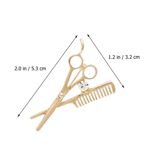 Miniatura 2 de GALPADA 12 piezas brillantes mini joyería de peluquería para tijera peluquero decoración traje herramientas plata pin peine oro collar suéter