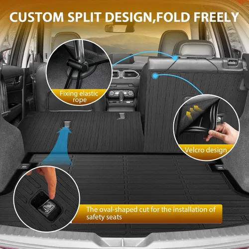 Miniatura 3 de Powerty Alfombras de piso y carga para Mazda CX-5 2017 a 2025, todo tipo de clima, a medida, de elastómero termoplástico, protectores de asiento
