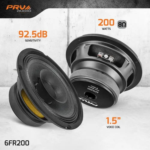 Miniatura 2 de PRV AUDIO 6FR200 Altavoz de rango completo de 6 pulgadas, 8 ohmios, 200 vatios de potencia de programa continuo, 100 vatios de potencia RMS, 92.5