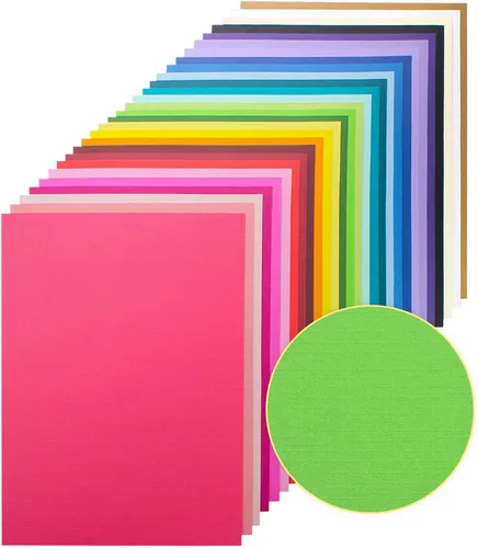 120 hojas de cartulina texturizada de color 28 colores surtidos 250 g/m² textura ligera, papel de color impreso por una sola cara, cartulina gruesa