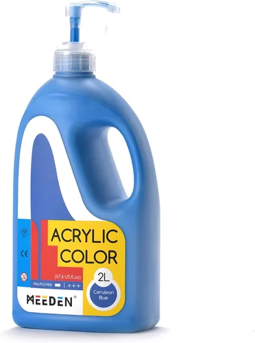MEEDEN Pintura acrílica azul cerúleo con tapa de bomba, 1/2 galón (2 litros/67.6 onzas), cuerpo suave, no tóxico, color rico en pigmentos, perfecta