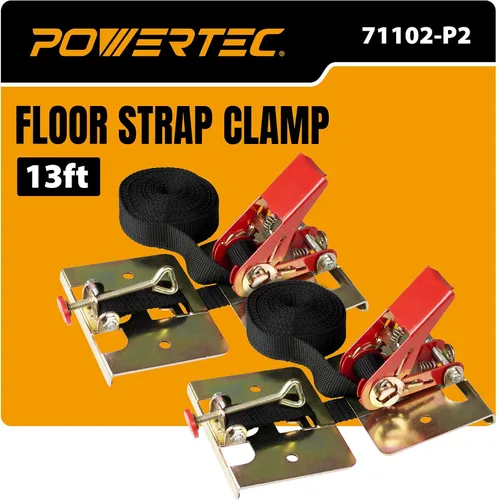 Miniatura 9 de POWERTEC Abrazadera de correa para suelo de madera, abrazadera de instalación para pisos con correa de nailon de 13 pies, fuerza de sujeción de 220