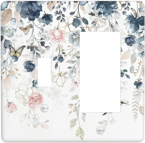 Miniatura 76 de Decorative Outlet Covers Blue Background White Cat Daisy Floral 2-Gang 1-Gang Wall Plate Single Toggle/Rocker Farmhouse Style Light Switch Covers