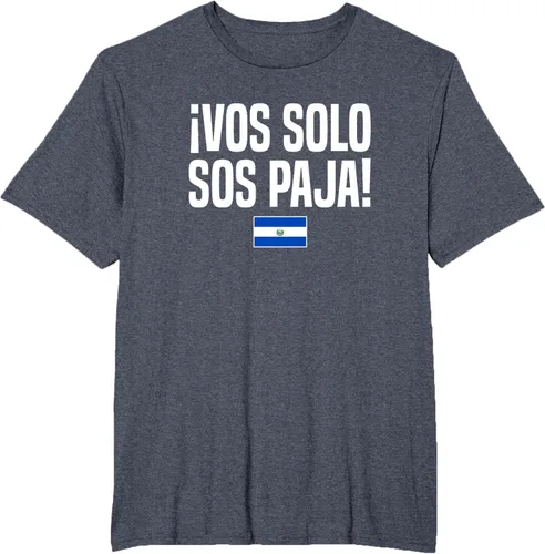 Miniatura 76 de Camiseta Vos Solo Sos Paja Salvadoran Slang Bandera de El Salvador, Negro