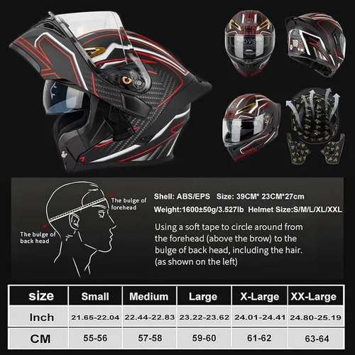Miniatura 5 de Cascos de motocicleta modulares con Bluetooth de doble visera, aprobados por DOT FMVSS 218, casco de motocicleta abatible de cara completa