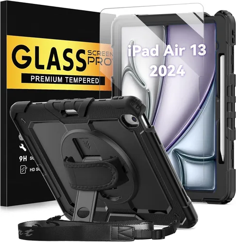 Miniatura 27 de BLOSOMEET Funda para iPad Air de 11 pulgadas M3 2025 y M2 2024 con protector de pantalla de vidrio templado y soporte para lápiz, funda para iPad