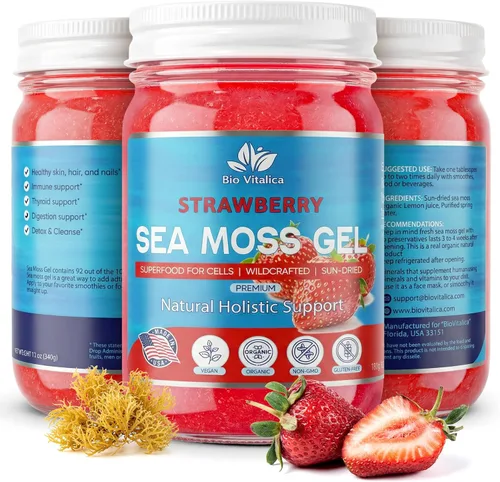 Miniatura 16 de BioVitalica - Gel orgánico de musgo marino irlandés de 12 onzas, fabricado en Estados Unidos, Dr.Sebi Wildcrafted Seamoss - Superalimento vegano