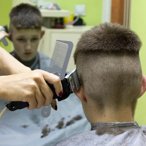 Miniatura 7 de Styling Gear 401 XL Peine de peluquero Flattops Clipper Peine Corte de pelo Dientes ondulados Dientes anchos Peines de peluquero Top plano 2 piezas