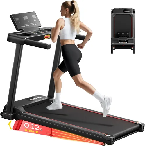Abonow Caminadora plegable para el hogar pequeña con inclinación – 3.0HP silenciosa caminadora con asas, capacidad de 300 libras, cinta de correr