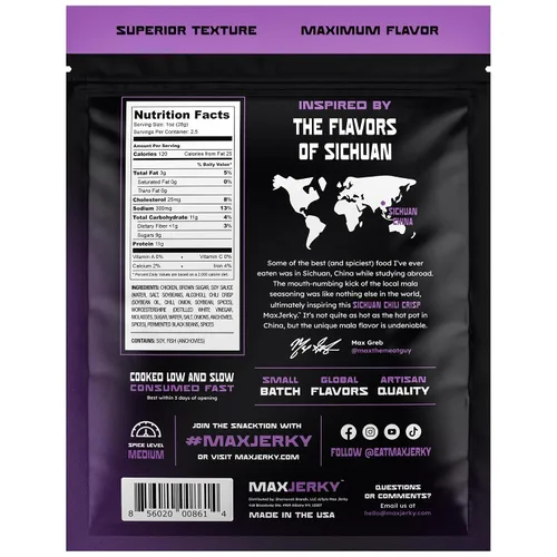 Miniatura 2 de MaxJerky Sichuan Chili Crisp Chicken Jerky, 0.97 oz de proteína, 2.5 onzas (paquete de 4)