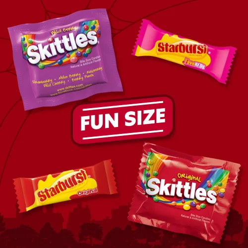Miniatura 4 de Skittles, Starburst Fun Size Chewy Candy Surtido Variedad, envueltos individualmente, 32.28 onzas, bolsa a granel