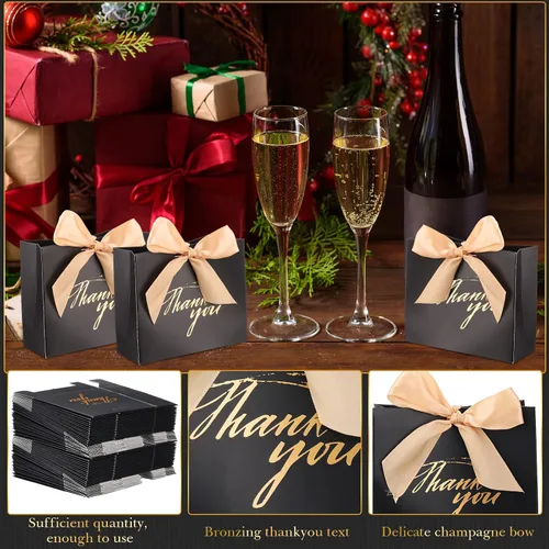 Miniatura 5 de Wesiti Paquete de 80 bolsas pequeñas de regalo de agradecimiento, lazo de coqueta para fiesta, cajas de cinta de lazo para boda novia, 4.5 x 1.8 x