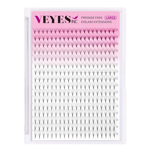 Miniatura 13 de VEYES INC Extensiones de pestañas postizas en abanico 3D-24D C/D rizo natural y volumen mixto, suministros de pestañas profesionales, negro mate 10D