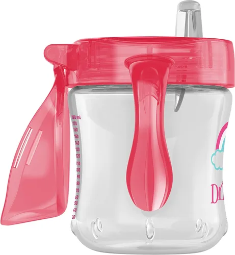 Miniatura 12 de Dr. Brown's Milestones - Vaso entrenador con pico suave y asas, arcoíris rosa, sin BPA, 6 oz/180 mL, a partir de 6 meses Arco iris rosado