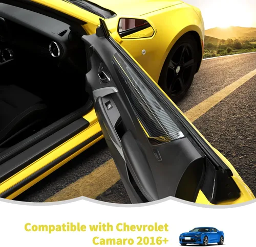 Miniatura 5 de Cubierta de decoración para reposabrazos de panel de puerta interior, accesorios de decoración interior para Chevrolet Camaro 2016-2022, textura