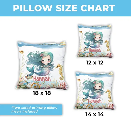 Miniatura 5 de Hyturtle Bonita almohada de sirena personalizada (inserto incluido) – Regalos para niñas, mujeres, niños – Regalos de cumpleaños para amantes