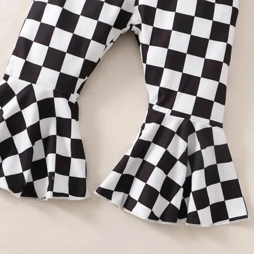 Miniatura 7 de Conjunto de ropa para bebé recién nacida para bebé malla de margarita retazos manga abombada pantalones acampanados diadema