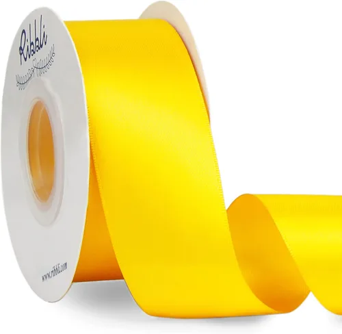 Miniatura 35 de Ribbli - Cinta de satén de doble cara dorada, 1 pulgada x 25 yardas, uso para ramo de lazos, envoltura de regalos, decoración de boda Dorado